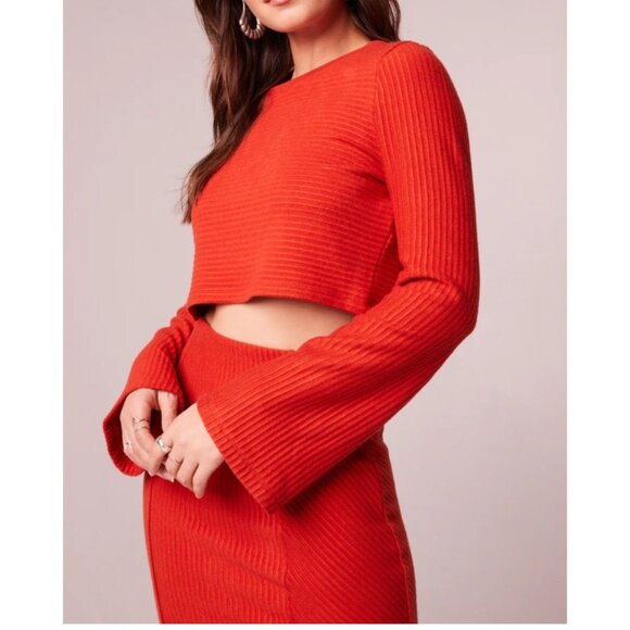 Band of the Free NWT Alize Rust Long Sleeve Crop Top Sz Medium Womens Orange - Picture 2 of 13